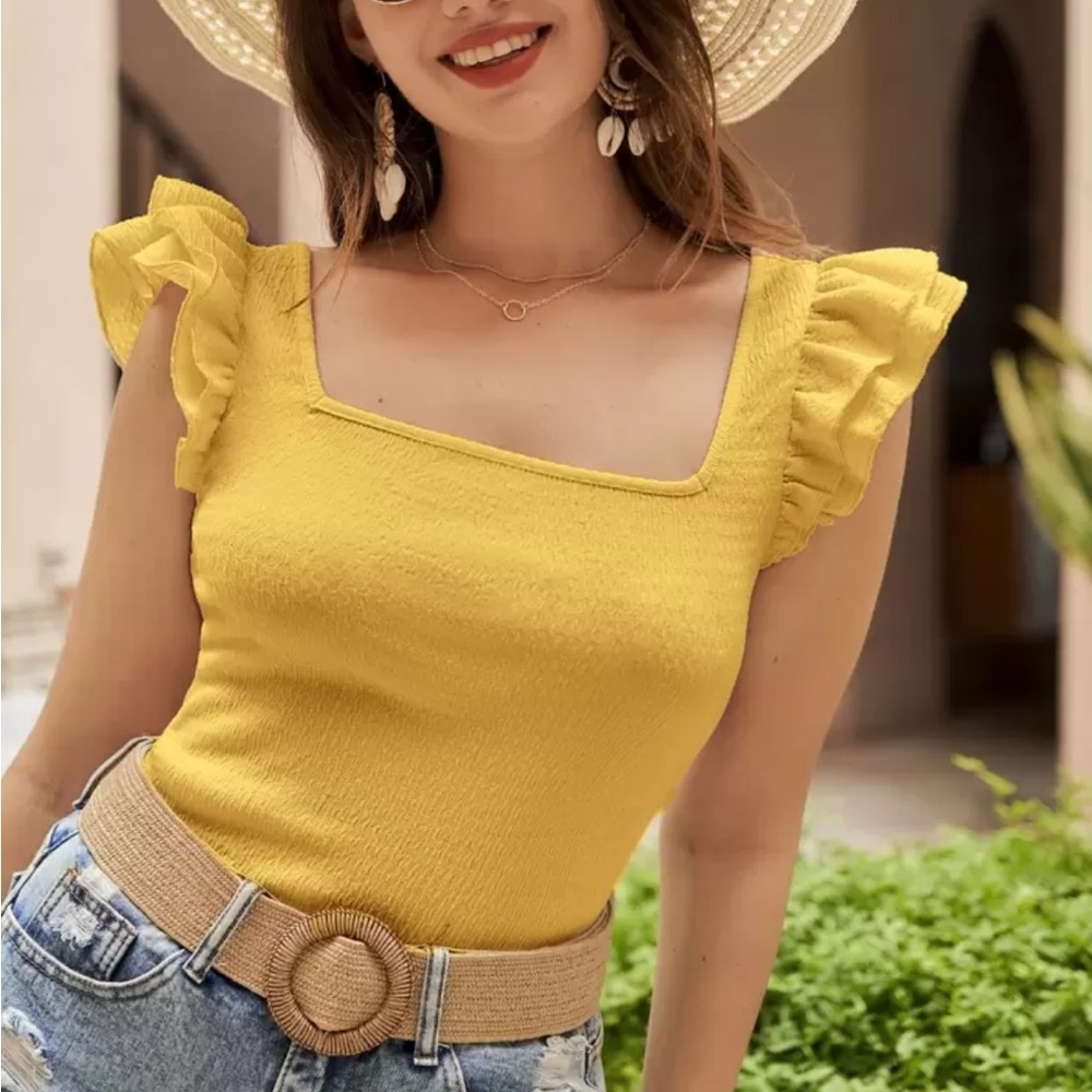 White Ruffle Sleeve Top - Picture 6 of 16